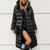 Damen lange pufferjacke - elegante schwarze winterumhüllung