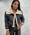 Faux-leder bikerjacke - stylishe damen winterjacke