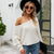 Off-shoulder gebreide trui dames - wit of zwart, elegante en casual stijl - Bakkermode.nl