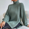 Dicke Rollkragenpullover - bequemer schwarzer Damenpullover aus gestricktem Material