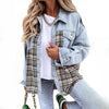 Damen denim shirt jacke - oversized mit lässigem karodetail