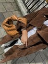 Brauner trenchcoat - eleganter langer damenmantel