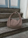 Vintage wildleder gewobene tasche für damen – geflochtene schultertasche