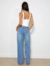 Weite jeans mit hohem bund - blaue damenhose