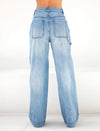 Weite jeans mit hohem bund - blaue damenhose