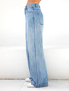 Weite jeans mit hohem bund - blaue damenhose