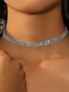 Beruhigender rhinestone choker-halskette - elegante silberne halskette für damen