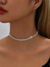 Beruhigender rhinestone choker-halskette - elegante silberne halskette für damen