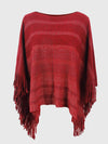 Damen poncho mit fransen - stilvolle gestrickte wickeloberteile