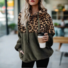 Damen fleece hoodie - stylischer leopardenprint sweater