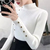 Turtleneck pullover - ribbed knopfdetail damenoberteil