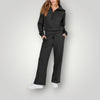 2-teiliges loungewear-set - weicher damen zip-up-top und weite hose