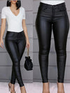 Schwarze high-waist skinny jeans - trendige damen trousers aus kunstleder