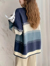 Gestreifter oversized-pullover - elegante damenstrickware in marineblau