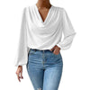 Damen bluse mit cowl-neck - elegante langarm-top