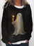 Halloween-Spooky-Pullover – Künstlerischer schwarzer Damenpullover