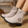 Ankelstiefel - stylische wildleder damenstiefel mit reissverschluss und schnallen-details