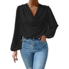 Damen bluse mit cowl-neck - elegante langarm-top