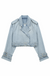 Denim bikerjacke - blaue damen denimjacke im modernen cropped-style