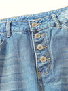 Hellblaue denim-jeans - trendige damen hose mit knopfverschluss