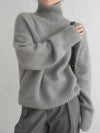 Warmer damenrollkragenpullover in einfarbigen farben – oversized sweatshirt aus polyester