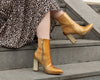 High heel stiefeletten - makellose essenzielle schlangehaut wildleder damen stiefeletten in gold