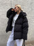 Winterjacke mit abnehmbarer kapuze – warme winddichte damenjacke im oversized design aus baumwolle