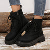 Trendige damen schnürstiefeletten - robuste ankle boots mit reissverschluss und profilsohle