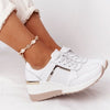 Damen freizeit sneaker - stylische atmungsaktive sneakers mit keilabsatz