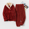 2-teiliges fleece-loungewear-set - gemütliches damenpyjama-set