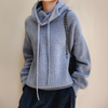 Gestrickter Hoodie – Oversized-Damenpullover mit Kapuze und Rollkragen