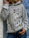 Blumenmuster hoodie - grauer sweater für damen mit lebhaftem blumen-design