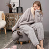 2-teiliges fleece-loungewear-set - gemütliches damenpyjama-set