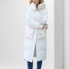 Lange wattierte Jacke – Winterjacke mit Kapuze und Taschen