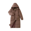 Lange wattierte Jacke – Winterjacke mit Kapuze und Taschen