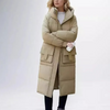 Lange wattierte Jacke – Winterjacke mit Kapuze und Taschen