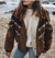 Boho-Winterjacke – schicki brauni Damenjacke mit Tribal-Design