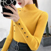 Turtleneck pullover - ribbed knopfdetail damenoberteil