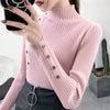 Turtleneck pullover - ribbed knopfdetail damenoberteil