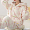 2-teilige gemütliche winter-pyjama-set - damen flauschige rosa lounge-bekleidung