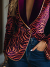 Zebra-muster blazer - ankola rot damen samt-lapel blazer