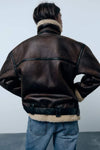 Bikerjacke - luxuriöse braune fake-leder damenjacke