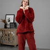 Fluffy pyjama-set - ladies ultraweiche fleece-schlafkleidung