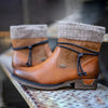 Leder stiefeletten - stylische damenschuhe mit strickbund