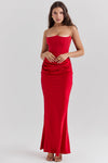 Trägerloses korsett maxi-kleid - elegante damen abendgarderobe