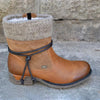 Leder stiefeletten - stylische damenschuhe mit strickbund