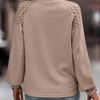 Khaki damenpullover - stilvolles stricktop mit spitzen-details