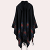 Wollponcho - elegante damen winterumhängetuch mit fransen